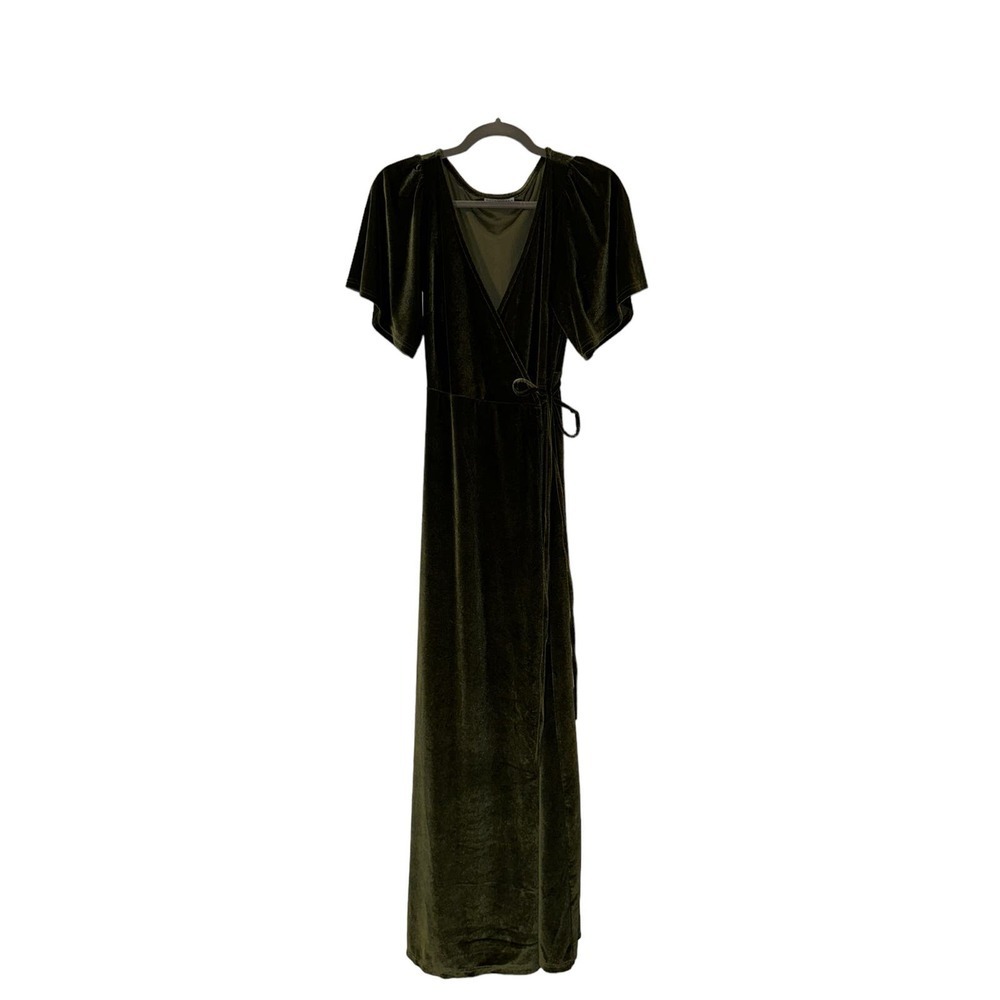 Elegant Black Velvet Wrap Maxi Dress